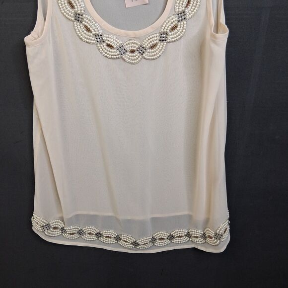 Philosophy Pearl Bead Embellished Cream Tank Size S NWT Glam - Picture 5 of 9